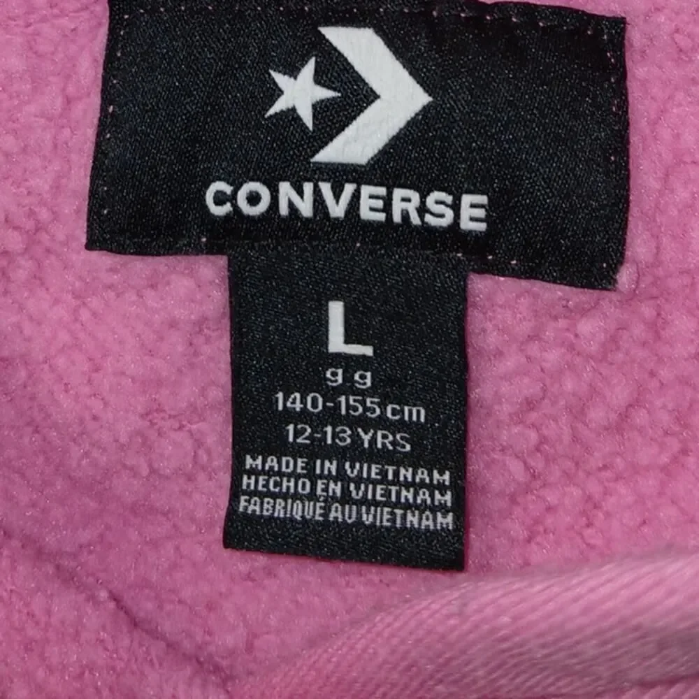 Converse All Star Girls Pink Graphic Pullover Hoodie - Size: Large Youth